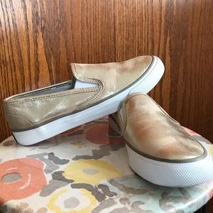 Sperry Top-Sider metallic gold slip on